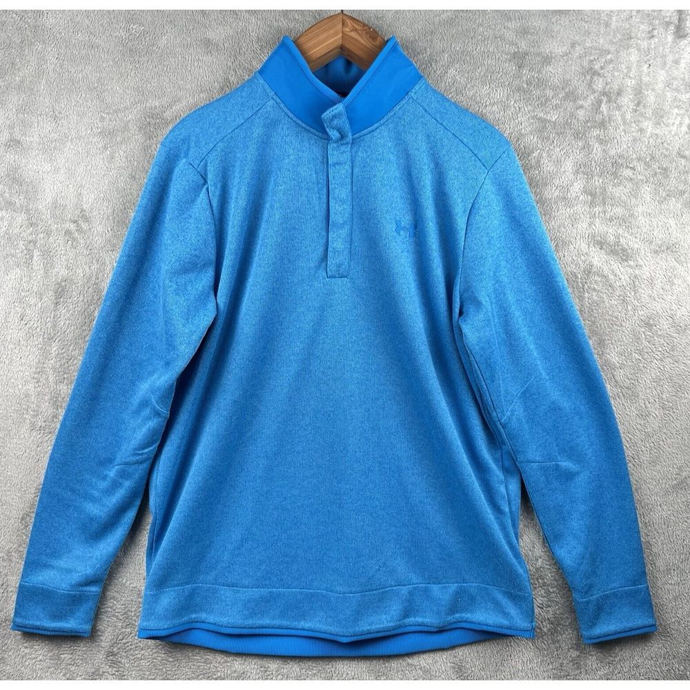 Under Armour Golf Cold Gear Snap Mock Pullover Sweater Men's XL Blue Loose